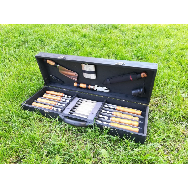 Набор шампуров BLACK BOX подарочный в деревянном кейсе (M-005)