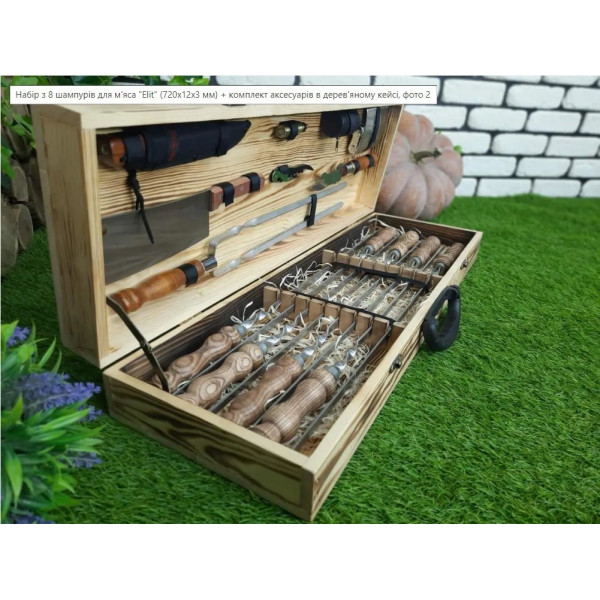 Набір шампурів у дерев'янму кейсі (003-Е)