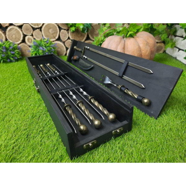 Набір шампурів у дерев'яному кейсі (V-106)