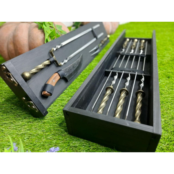 Набір шампурів у дерев'яному кейсі (V-106)