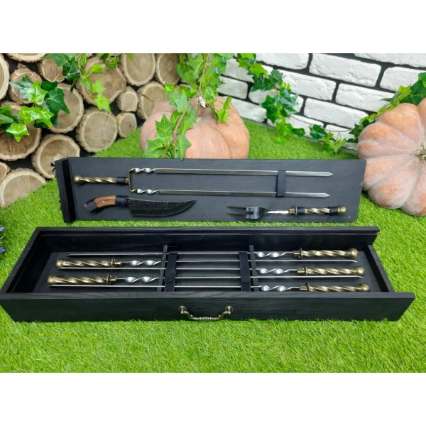 Набір шампурів у дерев'яному кейсі (V-106)