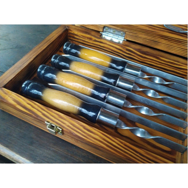 Набір шампурів у дерев'яному кейсі №1