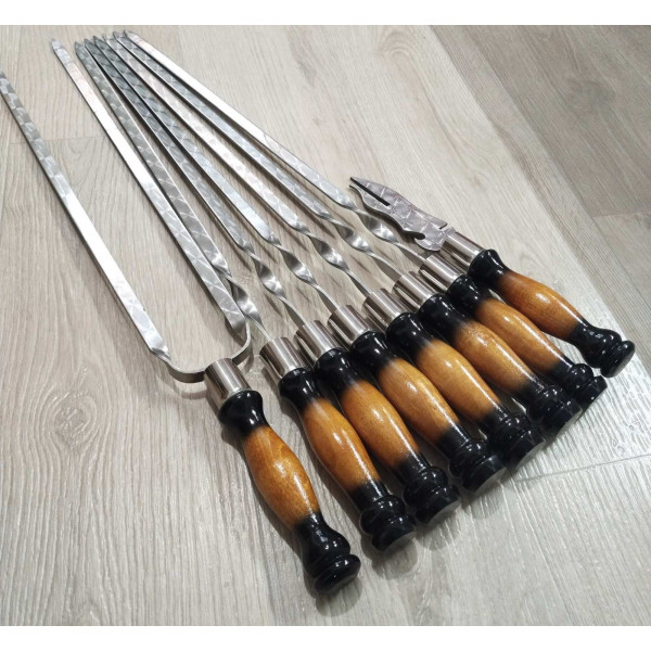 Набір: шампура, виделка, подвійний шампур в чохлі