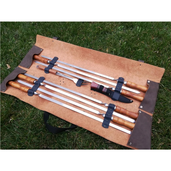 Набір шампурів в шкіряному чохлі (001)