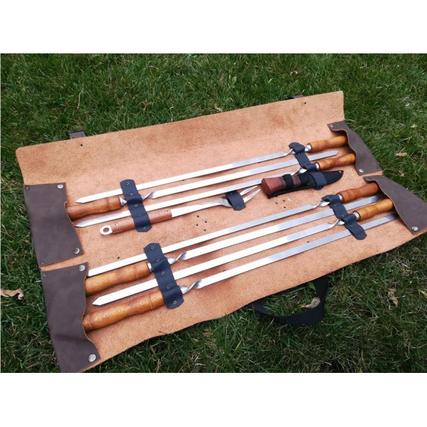 Набір шампурів в шкіряному чохлі (001)