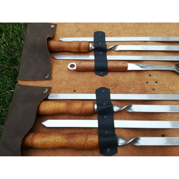 Набір шампурів в шкіряному чохлі (001)