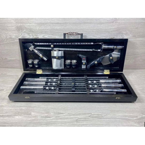 Набір шампурів подарунковий Silver Black (7904)