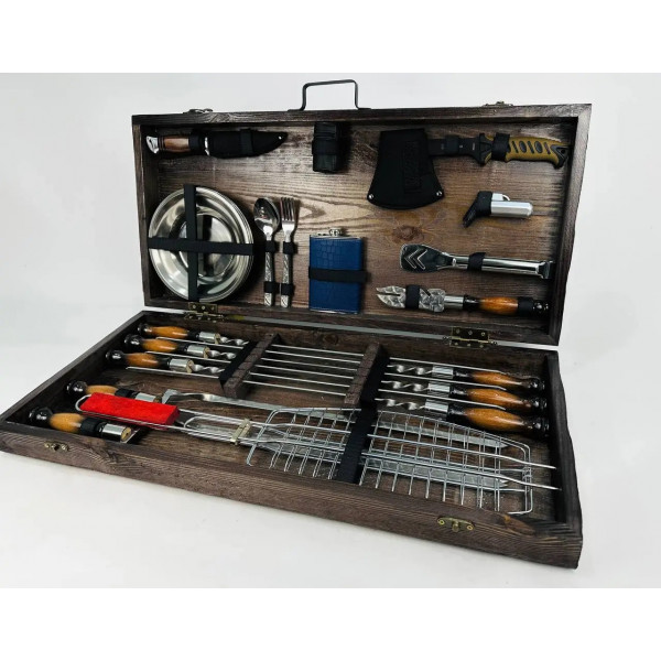 Набор шампуров в деревянном кейсе (7503)