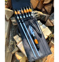 Набір: 6 шампурів + виделка для зняття м'яса + щипці + чохол