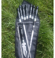 Набір: шампура, виделка, подвійний шампур в чохлі