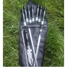 Набір: шампура, виделка, подвійний шампур в чохлі