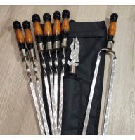 Набір: шампура, виделка, подвійний шампур в чохлі