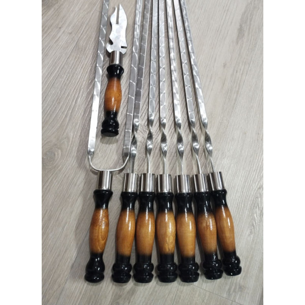 Набір: шампура, виделка, подвійний шампур в чохлі