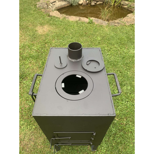 Піч 4 мм буржуйка опалювально-варильна до 40 кв м + кочерга у подарунок