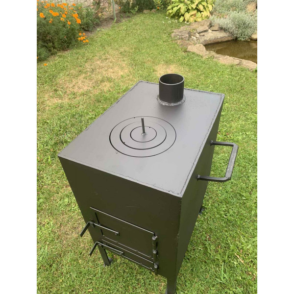 Піч 4 мм буржуйка опалювально-варильна до 40 кв м + кочерга у подарунок
