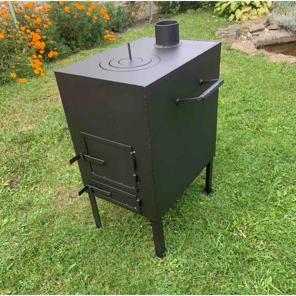 Піч 4 мм буржуйка опалювально-варильна до 40 кв м + кочерга у подарунок