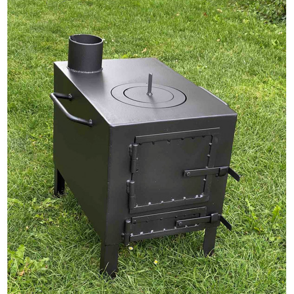 Піч 4 мм опалювально-варильна буржуйка до 30 кв м + кочерга у подарунок