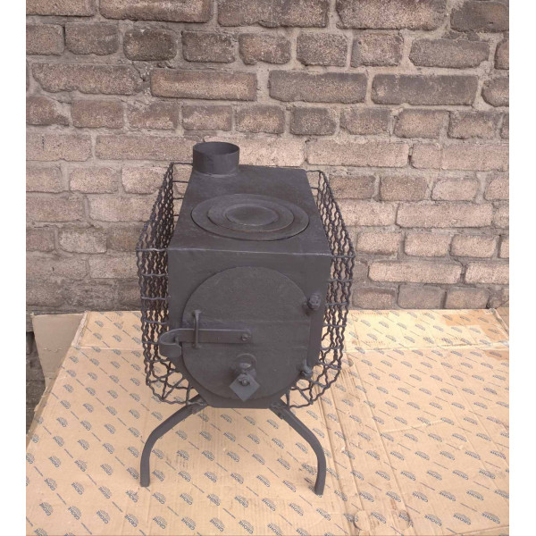 Печь отопительная буржуйка с поверхностью для приготовления 40 кв/м.