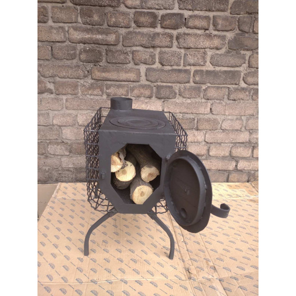 Печь отопительная буржуйка с поверхностью для приготовления 40 кв/м.