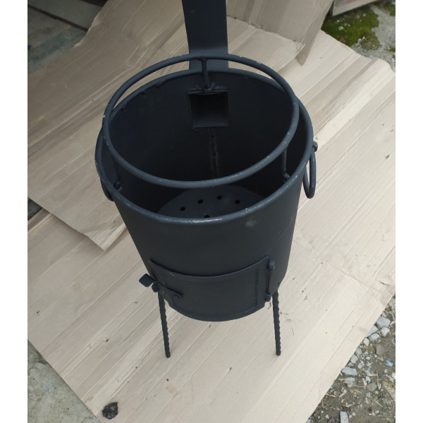 Печь под котел, диаметр 30 см, металл 3 мм, колено под дымоход с шибером