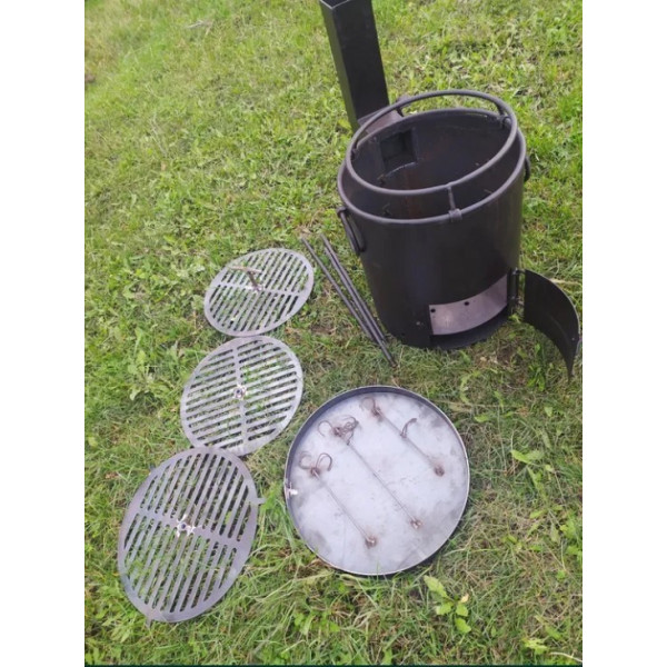 Піч під казан з коптильнею та грилем (40 см)