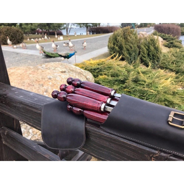 Преміальний подарунковий набір шампурів ECLIPSE ручної роботи в шкіряному чохлі