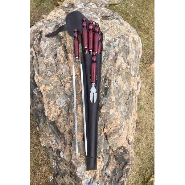 Преміальний подарунковий набір шампурів ECLIPSE ручної роботи в шкіряному чохлі