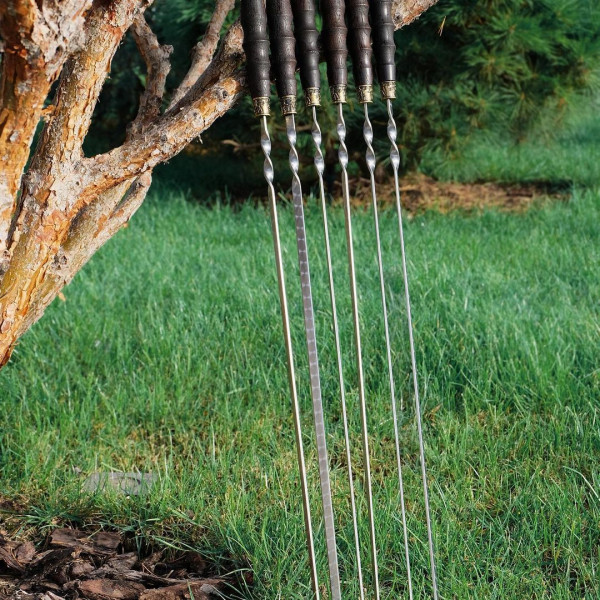 Премиальный набор шампуров с декоративной ручкой и бронзовыми головами животных