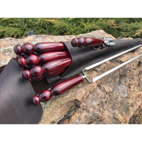 Преміальний подарунковий набір шампурів ECLIPSE ручної роботи в шкіряному чохлі