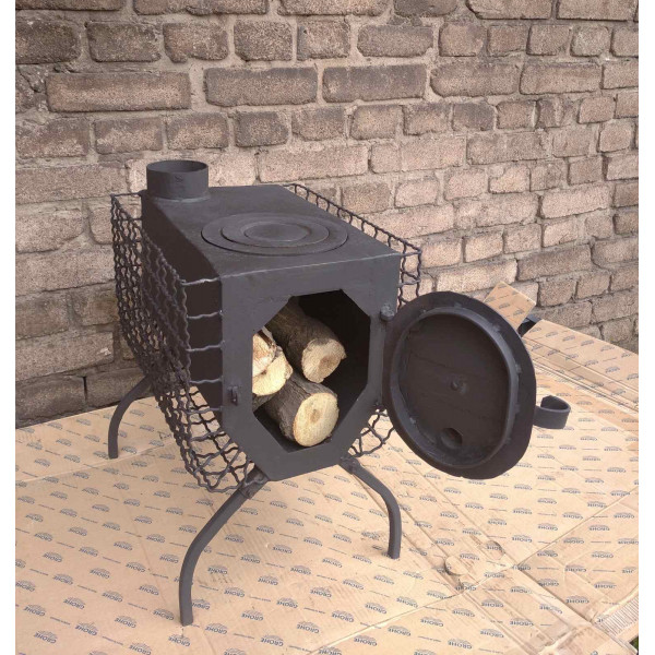 Печь отопительная буржуйка с поверхностью для приготовления 40 кв/м.