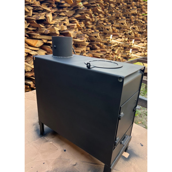Печь буржуйка отопительно-варочная с заслонкой для регулировки тяги