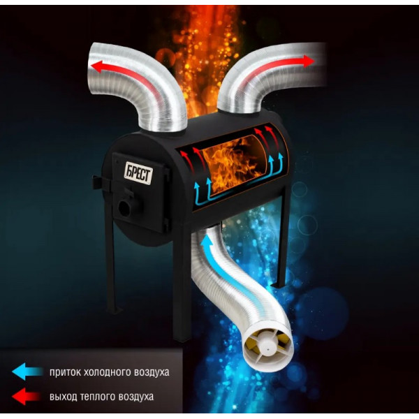 Печь отапливаемая буржуйка Брест 203 с вертикальным выходом тепла