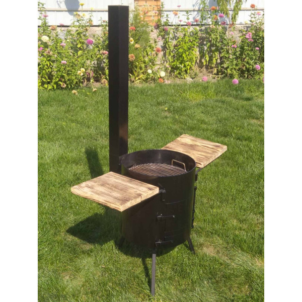 Печь под котел 40 см со столиками и трубой