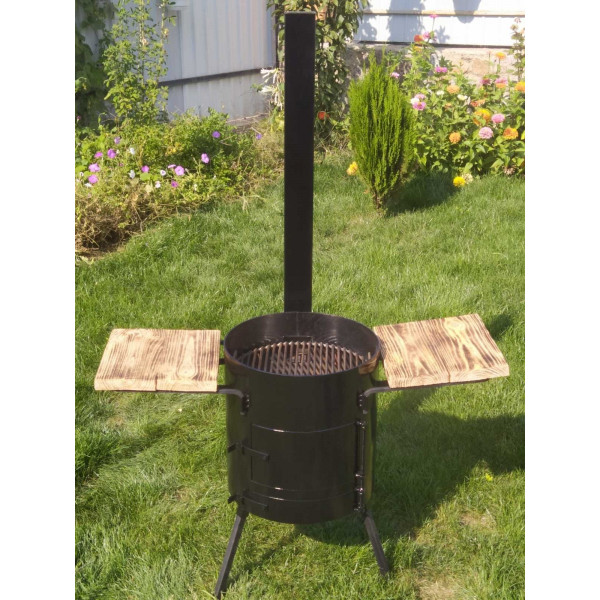 Печь под котел 40 см со столиками и трубой