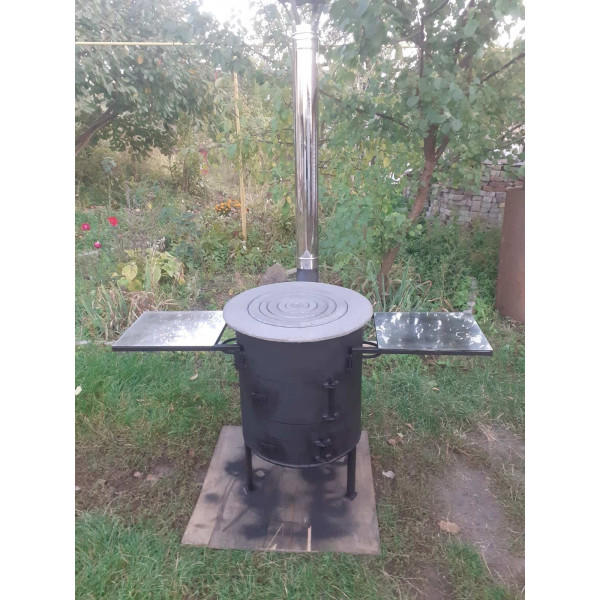 Печь под котел 6-20 л, 6 мм со съемными кольцами, трубой и столиками.