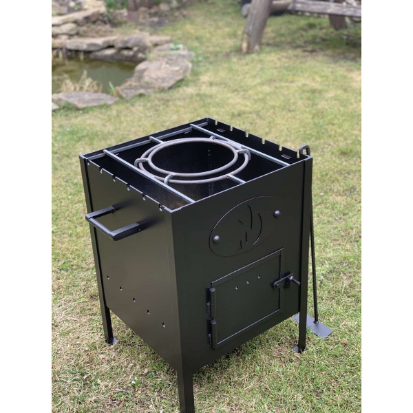 Универсальная печь под котел 6-22 л с решеткой гриль и съемными кольцами.