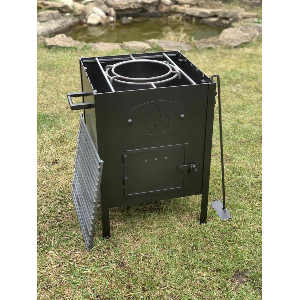 Универсальная печь под котел 6-22 л с решеткой гриль и съемными кольцами.