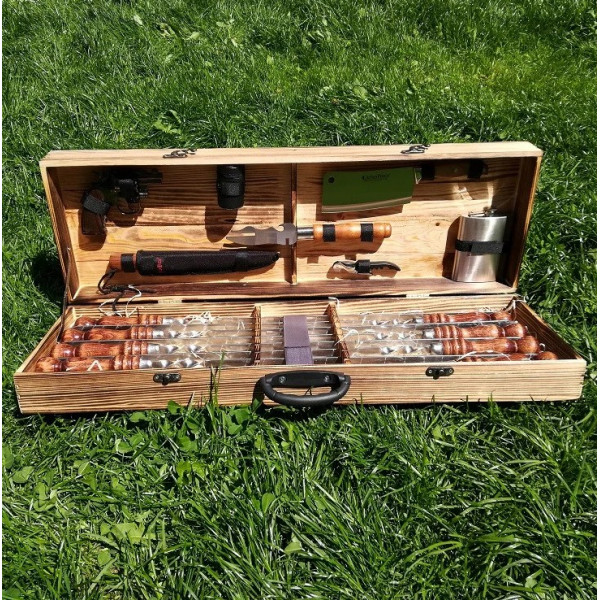 ✅Набор шампуров в деревянном кейсе (V-013)