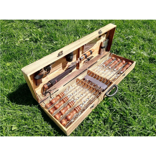 ✅Набор шампуров в деревянном кейсе (V-013)